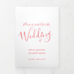 Little white heart script coral white wedding Tri-Fold program<br><div class="desc">Simple script text and little white heart wedding program with your own two photos, love story, the order of ceremony, wedding party and thank you sections. Personalize this coral red orange and white mono wedding trifold program with your own wedding ceremony names and details. Other colors and matching wedding items...</div>
