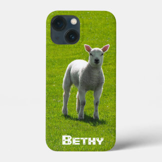 Little White Lamb and your name iPhone 13 Mini Case