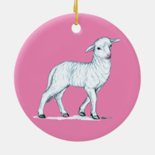 Little White Lamb Ceramic Ornament