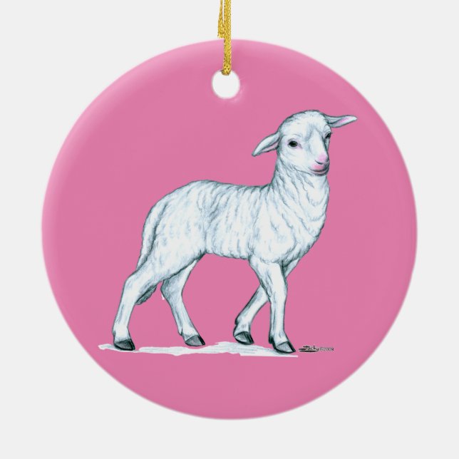 Little White Lamb Ceramic Ornament (Back)