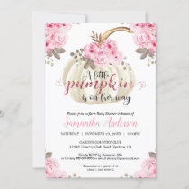 Little White Pumpkin Pink Floral Girl Baby Shower Invitation