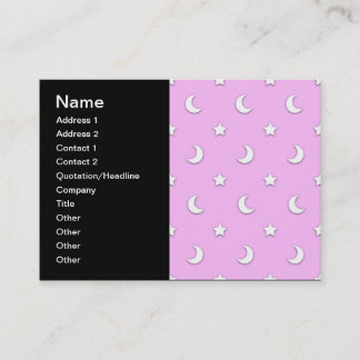 Little White Stars and Moons on Pink Business Card