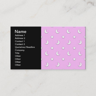 Little White Stars and Moons on Pink Business Card