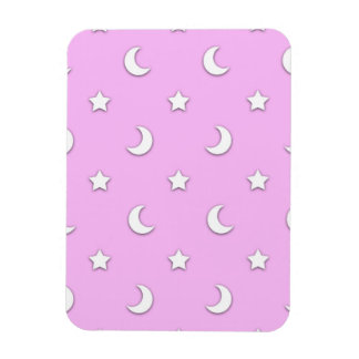 Little White Stars and Moons on Pink Magnet