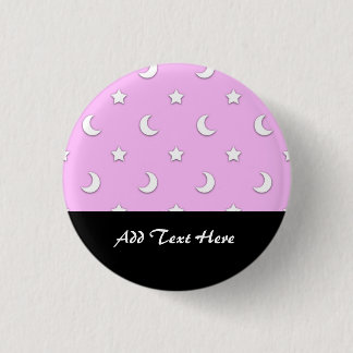 Little White Stars and Moons on Pink Pinback Button