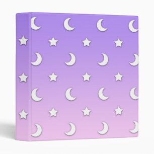 Little White Stars and Moons Pattern Binder