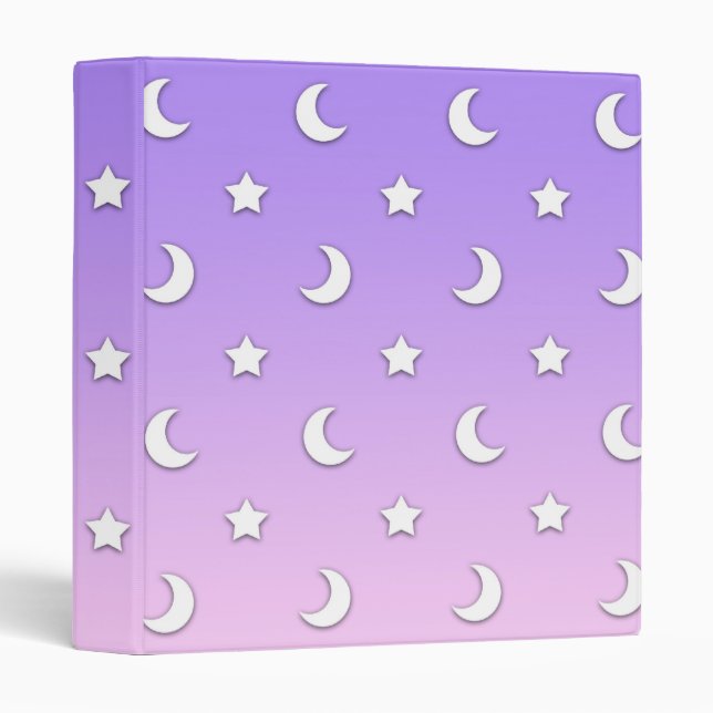 Little White Stars and Moons Pattern Binder (Front/Spine)