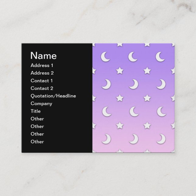 Little White Stars and Moons Pattern Business Card (Front)