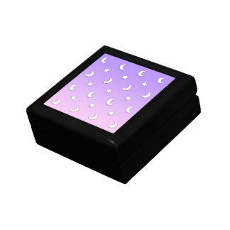 Little White Stars and Moons Pattern Jewelry Box