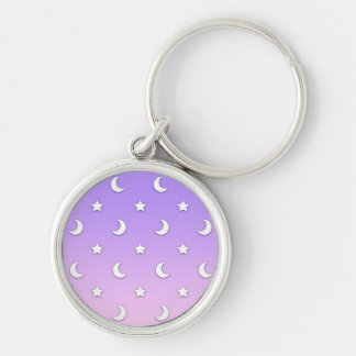 Little White Stars and Moons Pattern Keychain