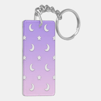Little White Stars and Moons Pattern Keychain