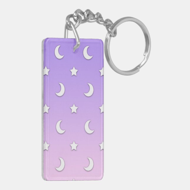Little White Stars and Moons Pattern Keychain (Back Left)
