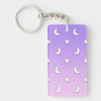 Little White Stars and Moons Pattern Keychain