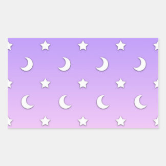 Little White Stars and Moons Pattern Rectangular Sticker