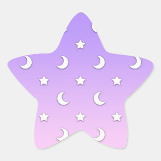 Little White Stars and Moons Pattern Star Sticker