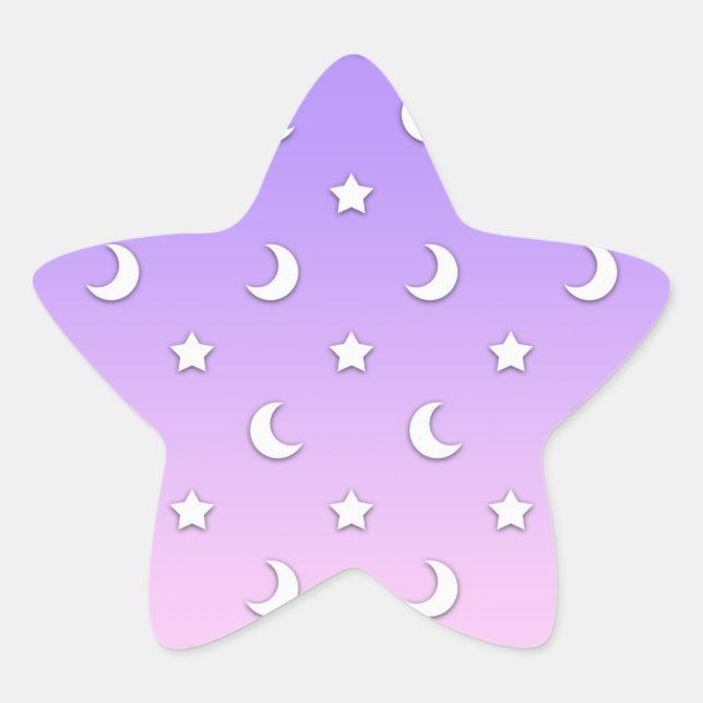Little White Stars and Moons Pattern Star Sticker (Front)