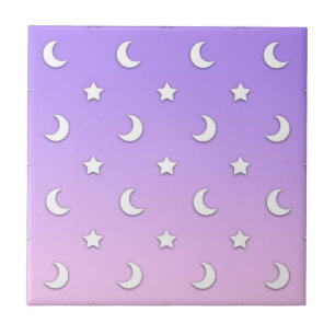 Little White Stars and Moons Pattern Tile