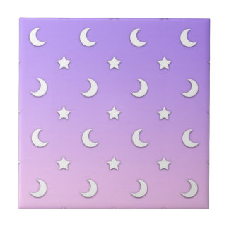 Little White Stars and Moons Pattern Tile