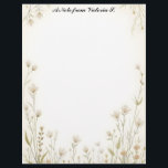 Little White Wildflowers Country Letterhead<br><div class="desc">A delightfully boho letterhead stationery with white flowers florming a partial border at the bottom and up the sides,  and small white flowers in the upper corners.  Easily personalized with your name or business  name.  Perfect for correspondence,  newsletters,  or invitations.</div>