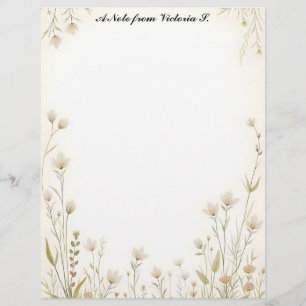Little White Wildflowers Country Stationery Paper