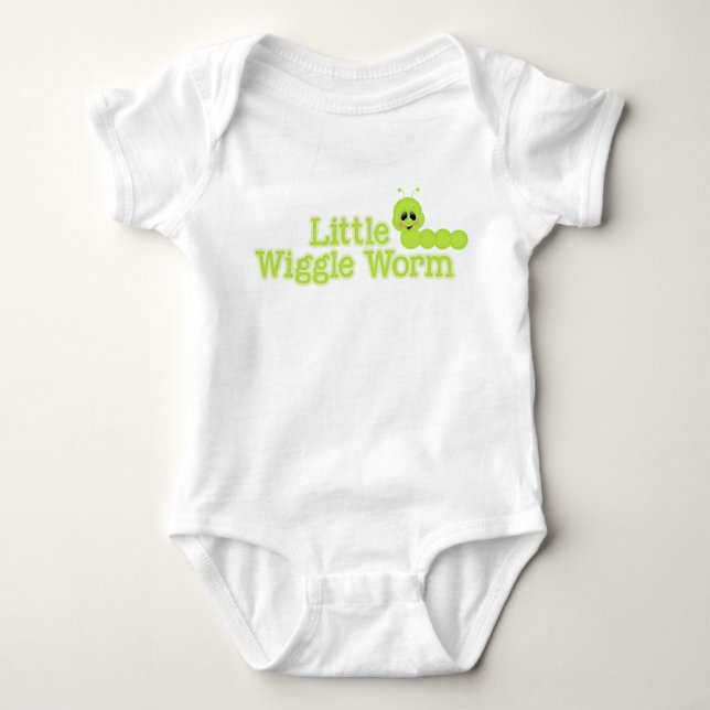 Little Wiggle Worm Bright Spring Green Inchworm Baby Bodysuit (Front)