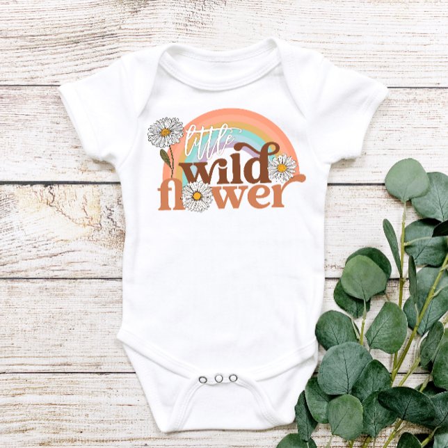 Little Wild Flower Retro Groovy Boho Baby Bodysuit (Creator Uploaded)