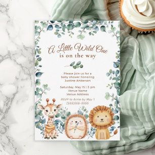 Little Wild One Animals Boy Girl Baby Shower Invitation