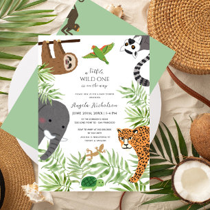Little Wild One Baby Shower Cute Jungle Animals Invitation