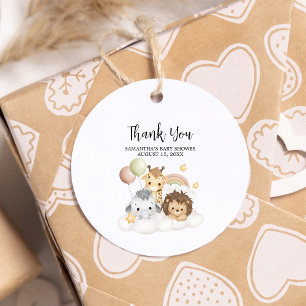 Little Wild One Cute Baby Shower Round Favor Tags