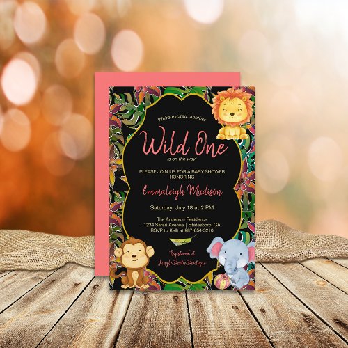 Little Wild One Jungle Animals Invitation