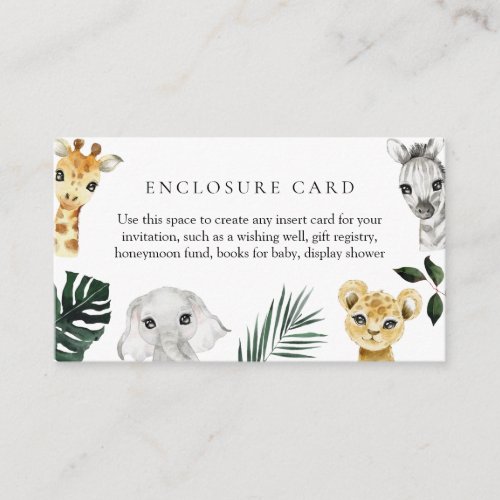 Little Wild One Jungle Baby Shower Enclosure Card