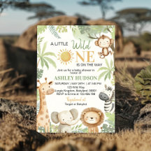 Little Wild One Jungle Safari Animals Baby Shower