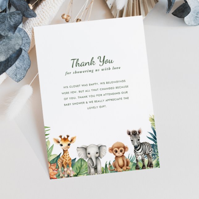 Little Wild One Jungle Safari Baby Shower Thank You Card (Creator Uploaded)