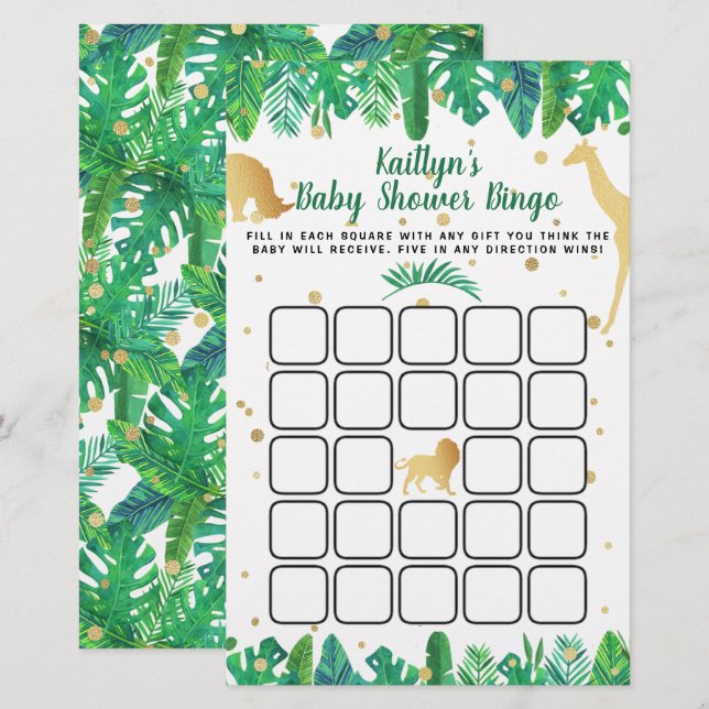 Little Wild One On His Way Boys Baby Shower Bingo (Front/Back)