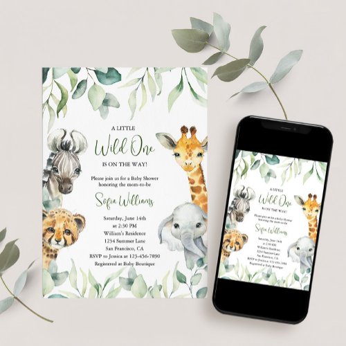 Little Wild One On the Way Baby Shower Invitation