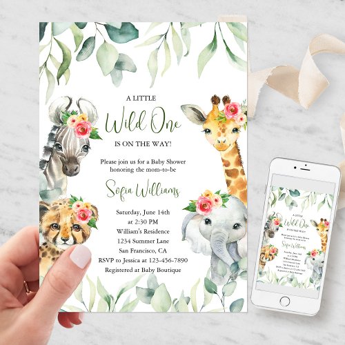 Little Wild One On the Way Baby Shower Invitation
