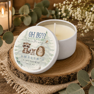 Little Wild One on the Way Forest Boy Baby Shower Mini Candle Favors