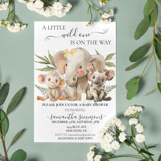 Little Wild One On the Way Jungle Safari Animals Invitation (Creator Uploaded)