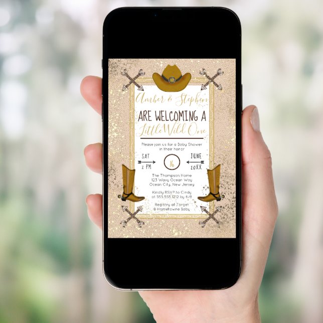 Little Wild One Rustic Western Arrows Baby Shower Invitation (Front Digital)