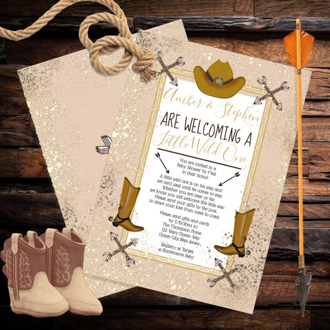 Little Wild One Rustic Western Baby Shower by Mail Invitation