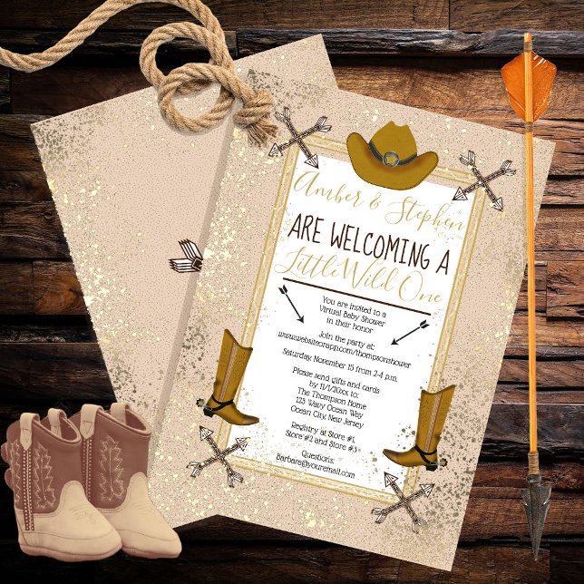 Little Wild One Rustic Western Virtual Baby Shower Invitation (Creator Uploaded)