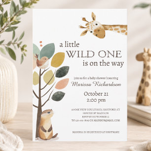Little Wild One Safari Animals Baby Shower Invitation