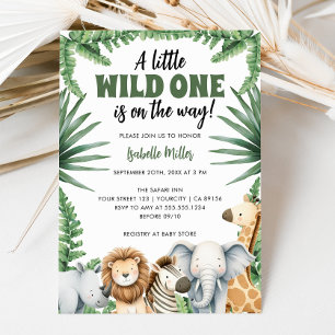 Little Wild One Safari Animals Boy Baby Shower Invitation
