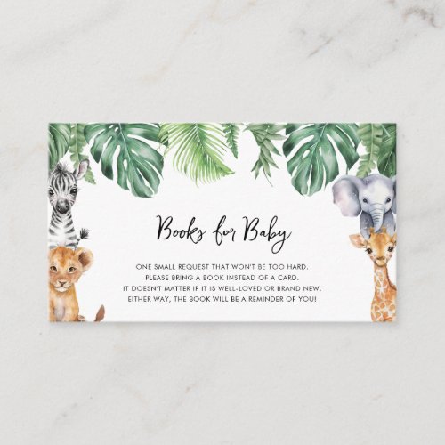 Little Wild One Safari Baby Shower Books For Baby Enclosure Card