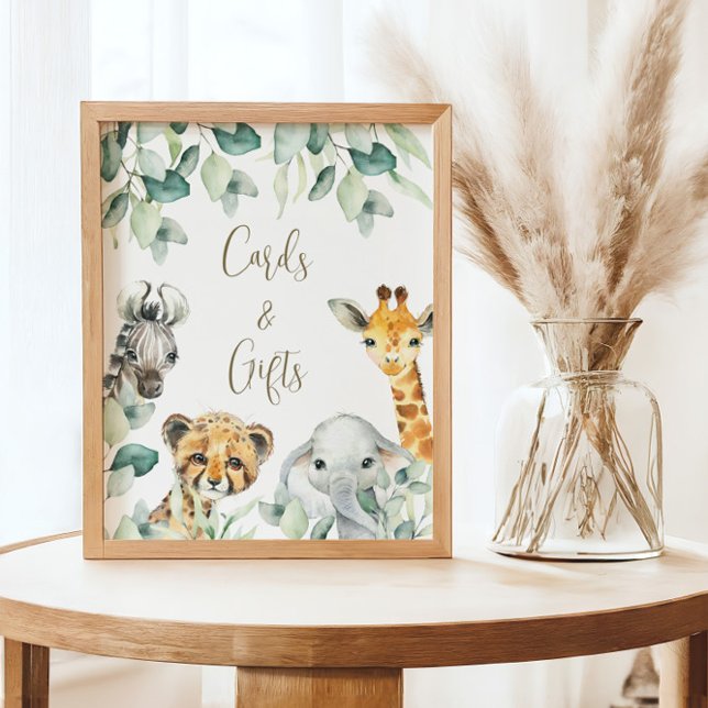 Little Wild One Safari Baby Shower Cards & Gifts Poster (Cards & Gifts Sign - personalize with your own text)