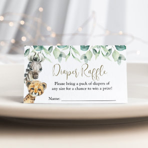 Little Wild One Safari Baby Shower Diaper Raffle Enclosure Card