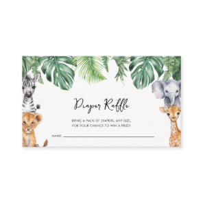 Little Wild One Safari Baby Shower Diaper Raffle Enclosure Card