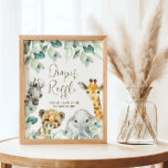 Little Wild One Safari Baby Shower Diaper Raffle Poster<br><div class="desc">Cute a Little Wild One is On the Way baby shower signs features pretty greenery with cute watercolor safari animals. Personalize with your details.</div>