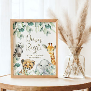 Little Wild One Safari Baby Shower Diaper Raffle Poster
