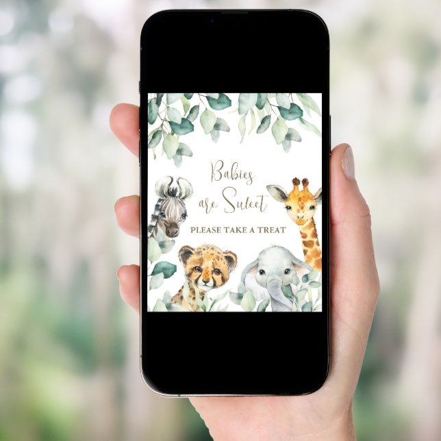 Little Wild One Safari Baby Shower Favors Sign (Front Digital)